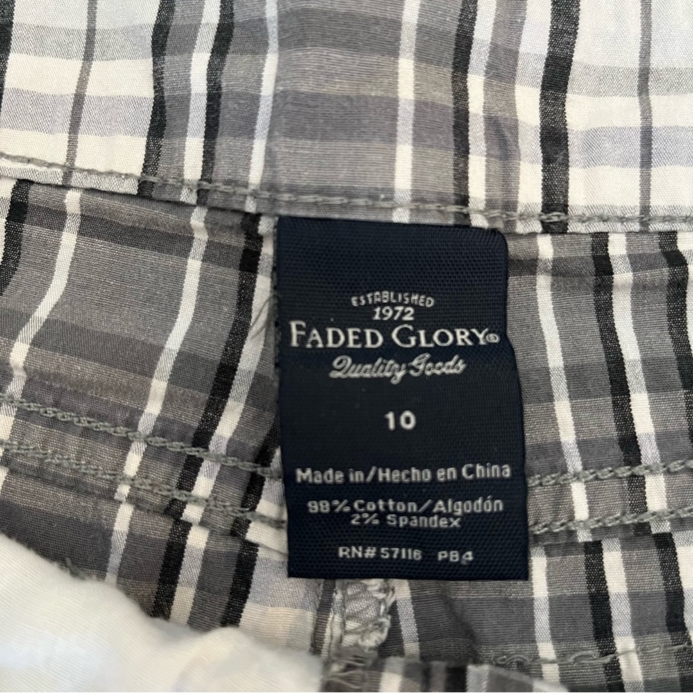 Faded Glory gray white and black plaid shorts 10 - Picture 6 of 6